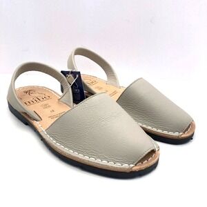 NWT MIBO Avarcas Taupe Leather Slingback Sandals EU 37/US 6  Open Toe Made Spain